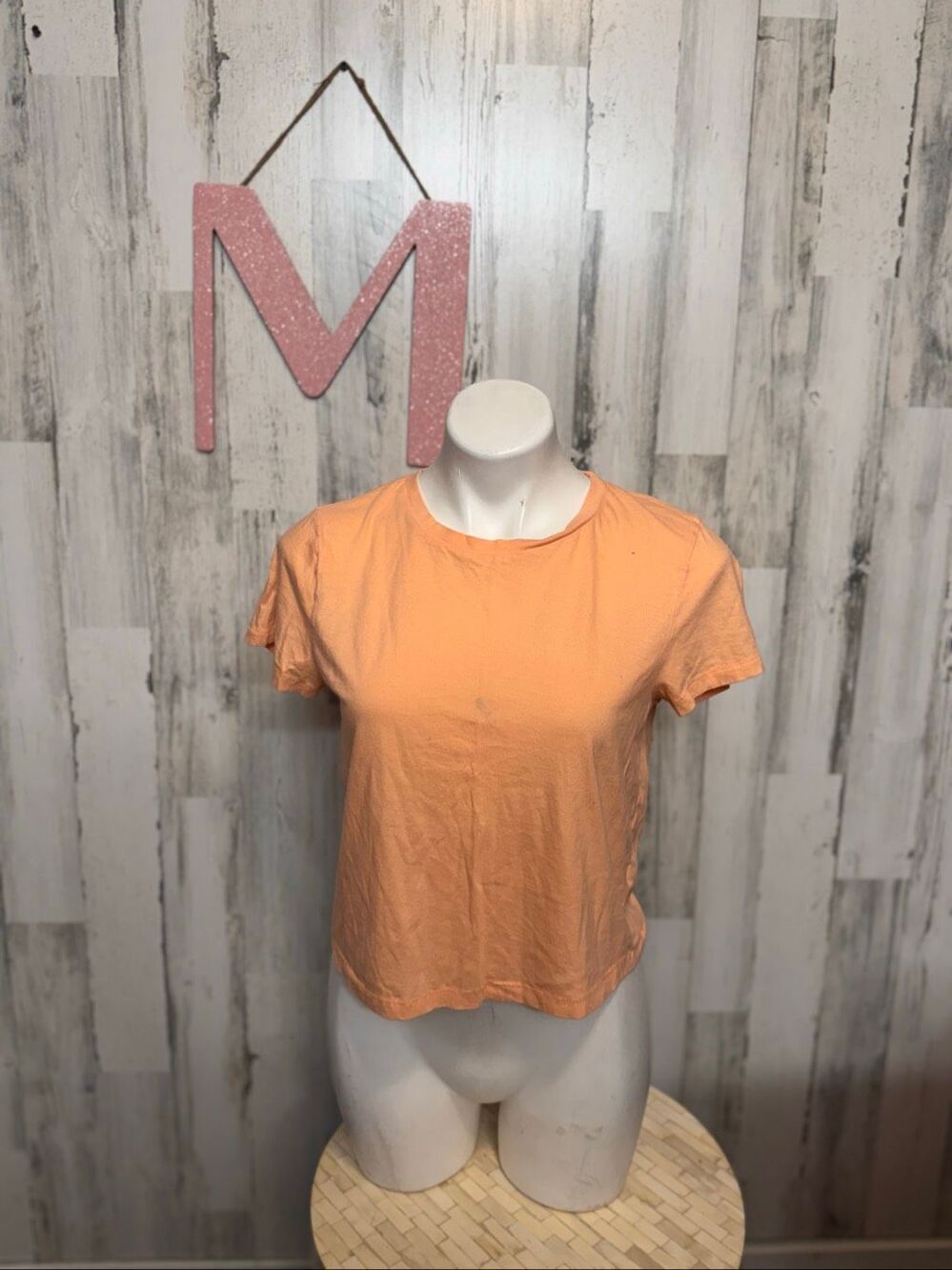 Universal Thread 100% Cotton Short Sleeve Boxy Crop T-Shirt Peach Orange Womens